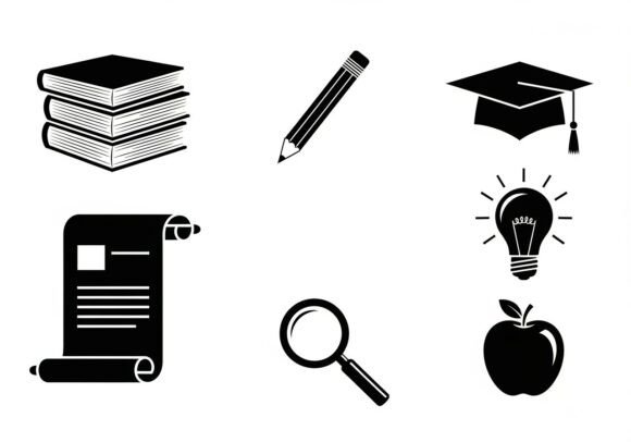 Black and White Education School Books
