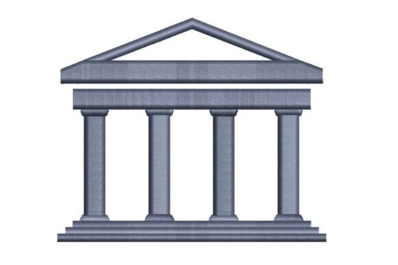 Classical Academic Building Embroidery Design