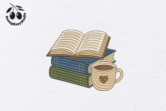 Cozy Books and Coffee Embroidery Design: A Stitched Tribute to Reading
