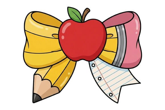 Cute School Bow Apple Design: A Practical Asset for Educational and Creative Workflows