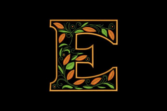 Floral Alphabet Letter E: A Botanical Accent for Your Textile Creations