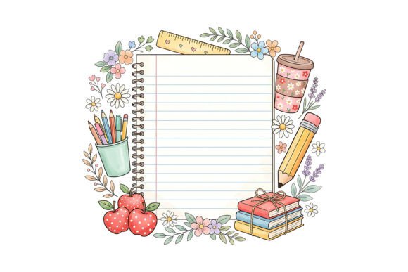 Floral School Notebook Frame PNG: A Versatile Asset for Educational Design