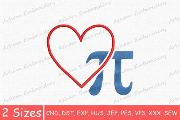 Love Pi Symbol Embroidery Design: A Math Lover's Stitch