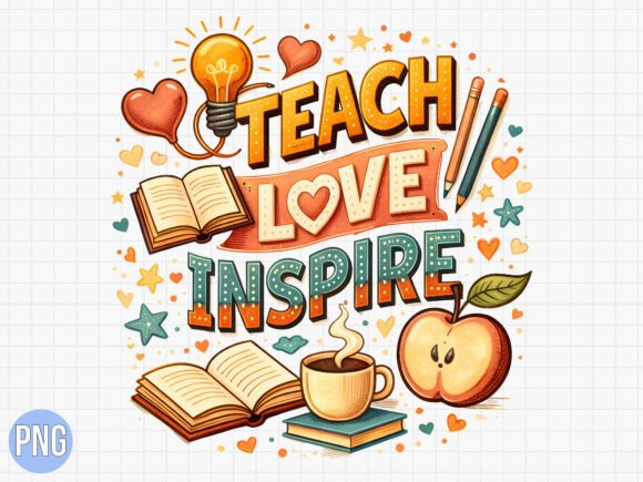 Teach Love Inspire Education School PNG Design
